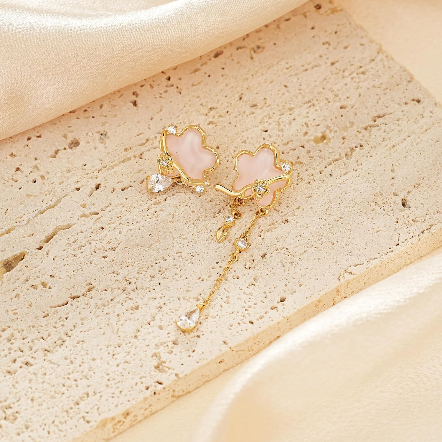 SIXFOX Pink Flower Earrings For Women Trendy 925 Sterling Silver Dangle Drop Earrings CZ Hypoallergenic Jewelry Gifts For Her - Image 7