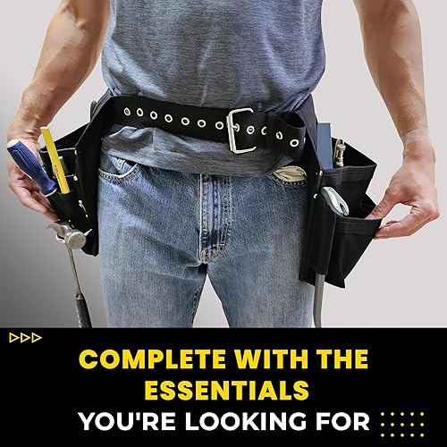 Miniatura 2 de R Dawg Kit de cinturón de herramientas de nailon, 4 piezas profesional de 24 bolsillos, 2 bolsas de herramientas, soporte para martillo, ranura