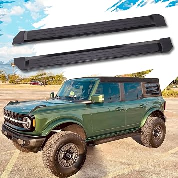 OE-Style Running Boards Fit for 2021-2026 Ford Bronco 4-Door | 500 lbs Load, Aluminum Side Steps with Wide ABS Anti-Slip Pads, No-Drill Step Bars for Kids, Seniors & Family Entry