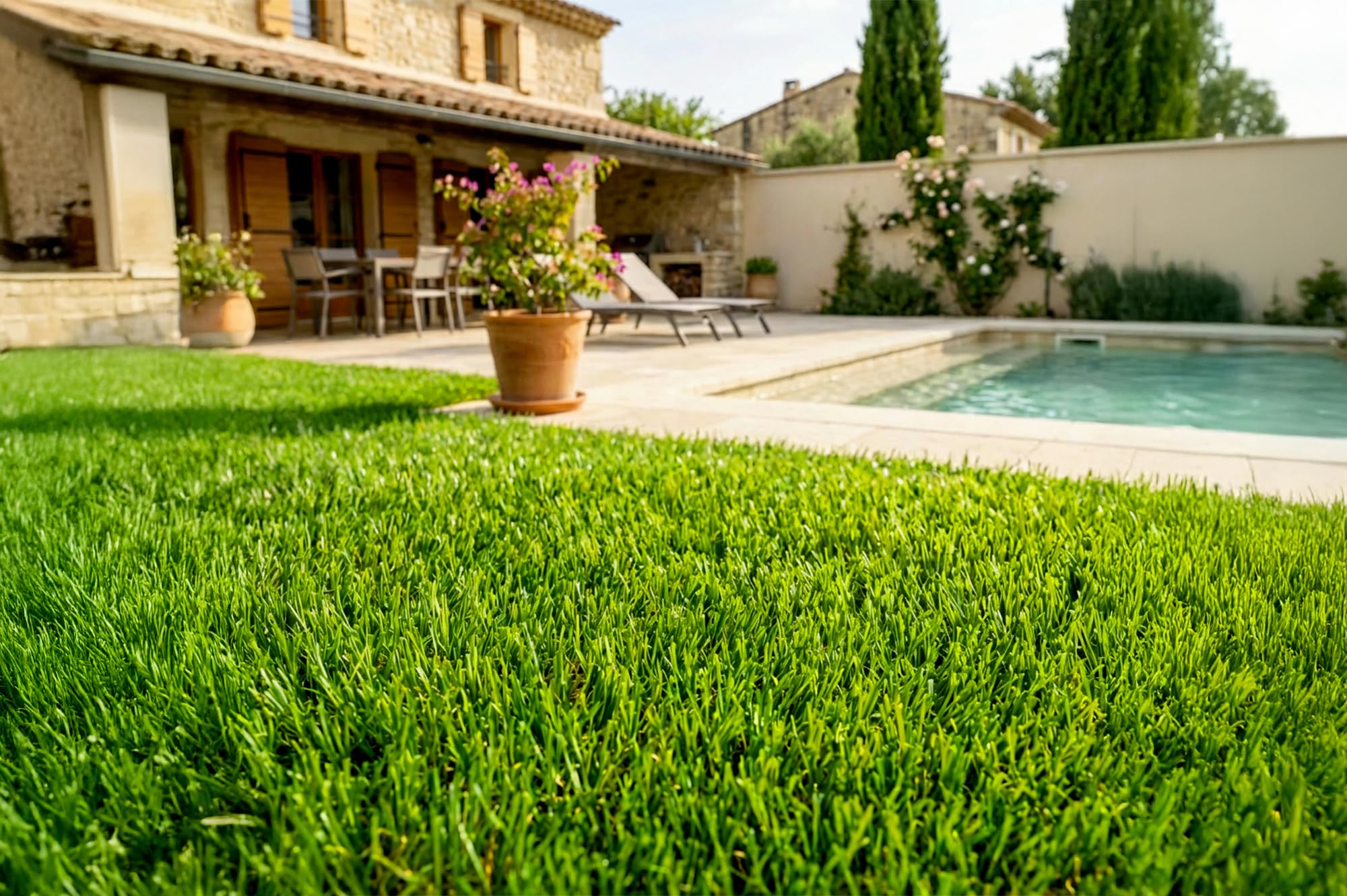 Casanoov Gazon Synthétique PELMO 40mm 1 m x 8 m 8 m² Vert Naturel PE PP Haute Qualité Terrasse Balcon Jardin Piscine sans Entretien Résistant UV Chlore Anti Arrachement Densité Renforcée