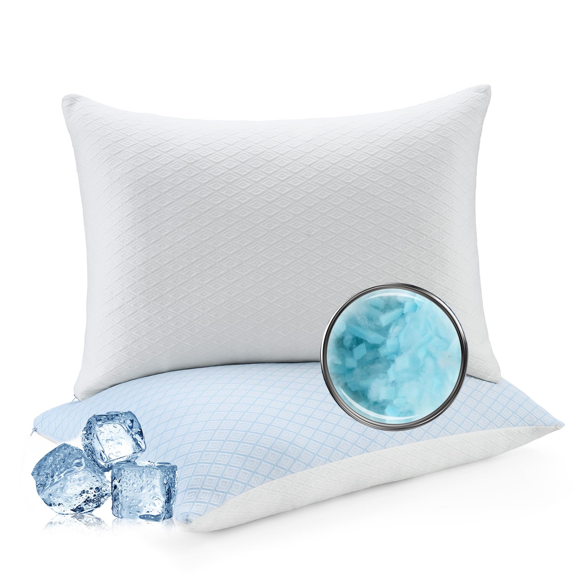 Deodar Almohada Viscoelástica Cervical Suave y Transpirable con Soporte para Cabeza y Cuello – 40x60 cm Blanco Espiral 2 Piezas