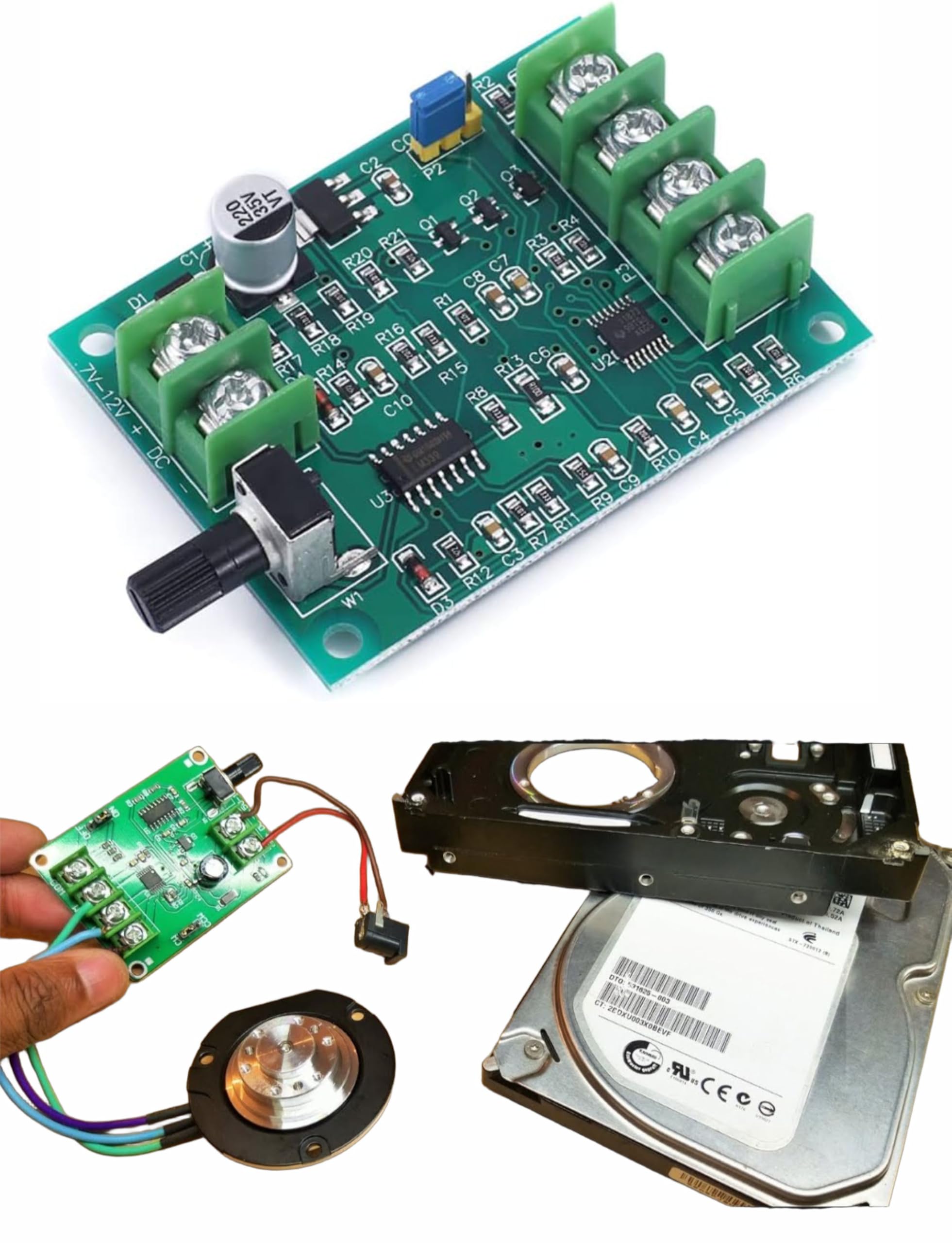 Brushless Motor Driver Controller Board, 7V-12V DC, for Hard Drive Motor, 3/4 Wire Compatible Module-picture-22