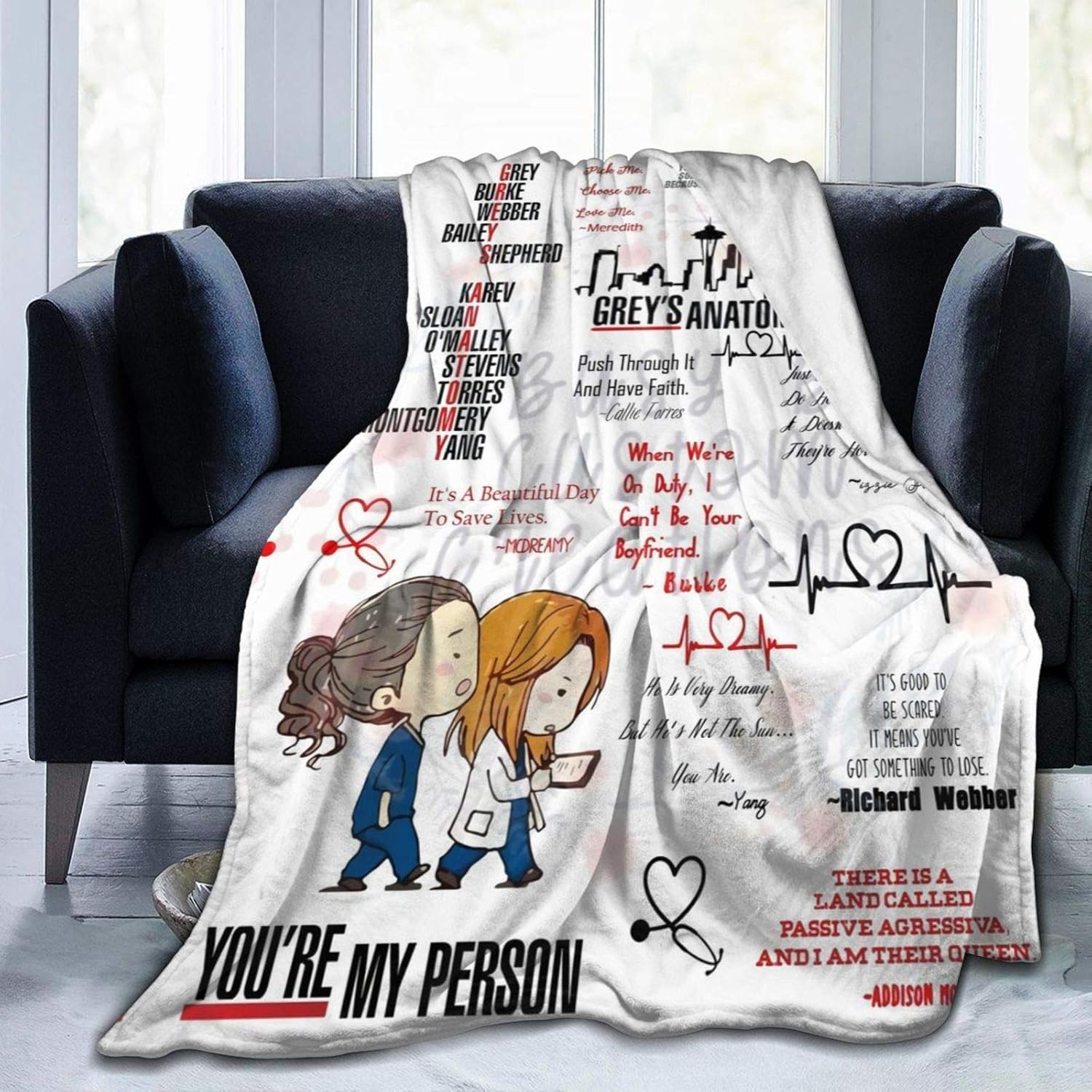 GreysAnatomy Throw Blanket for Bed Sofa Living Room Travelling