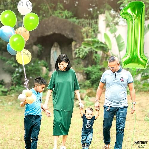 Miniatura 9 de Juego de globos gigantes de dinosaurio, 51 pulgadas, paquete de 8, globo verde para primer cumpleaños, grande, 40 pulgadas, suministros de fiesta de