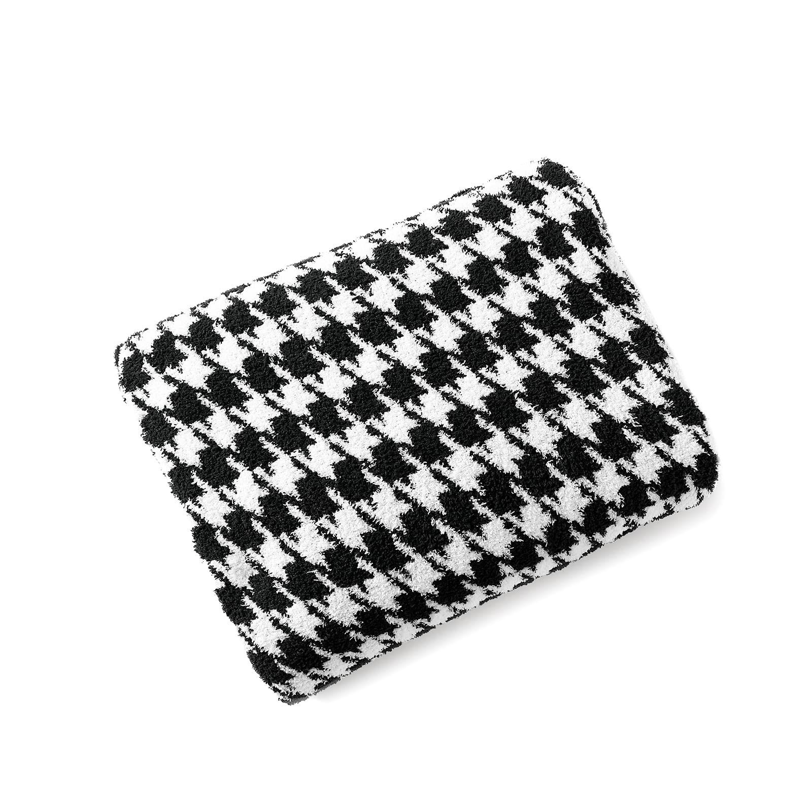 LumiSyne Plaid Polaire Style Simple Classique Motif Zèbre Pied De Poule Douillette Doux Couverture pour Canapé Lit Chaud Jetés De Lit Peluche Salon Voyage 170x130cm
