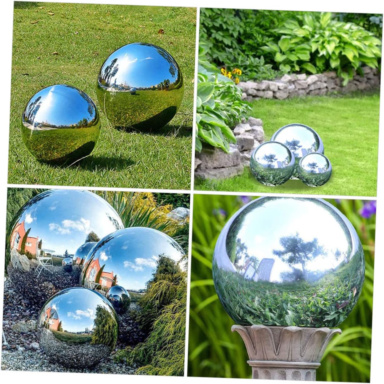 ORFOFE 5pcs Stainless Steel Balls Mirror Polishing Reflective Balls Garden Decorations Decorative Sphere