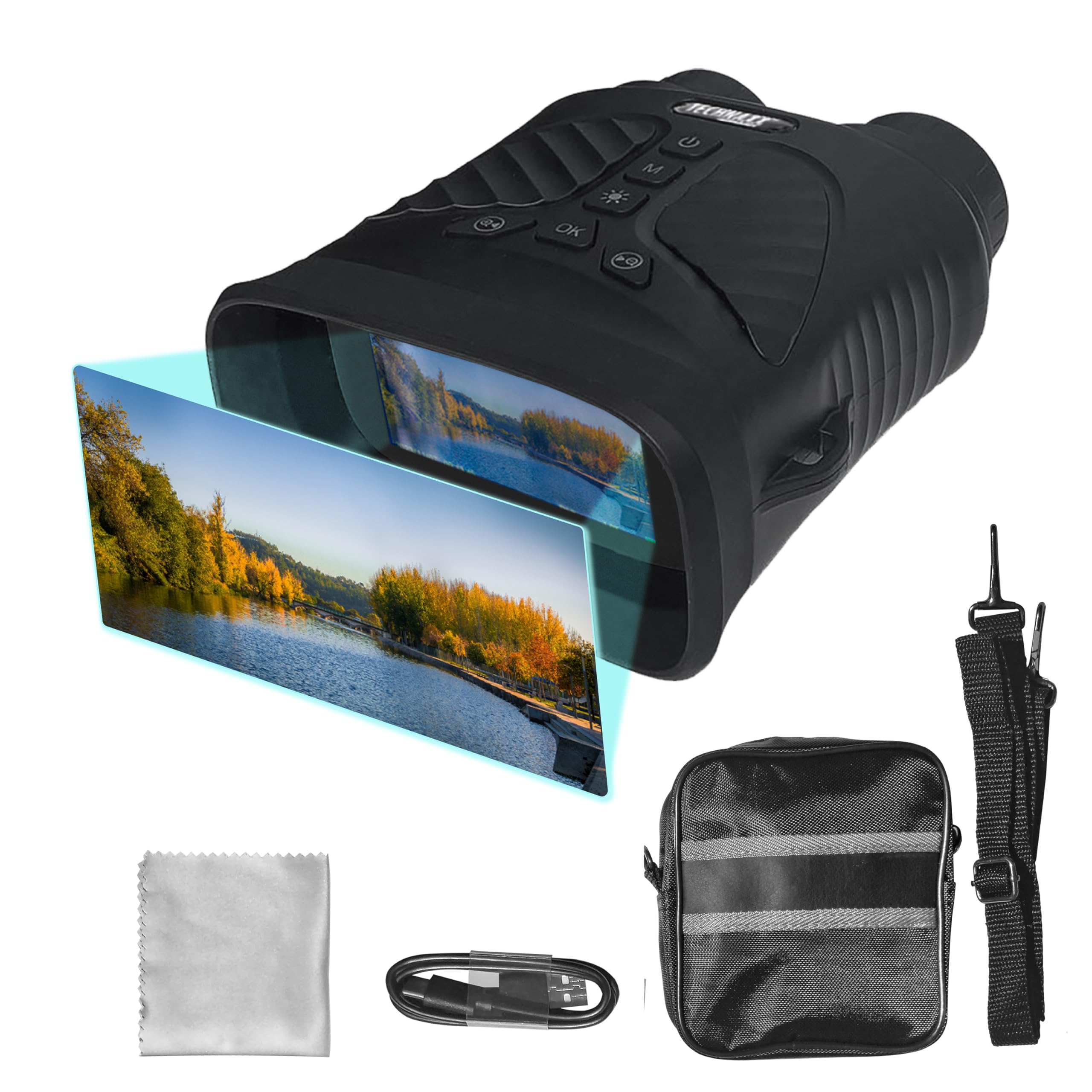 Technaxx Visor Nocturno – Video Full HD 1080p y Foto 40MP – Aumento Óptico 4X, Zoom Digital 8X – LED IR 850nm hasta 150m – Pantalla IPS 3 Pulgadas – Batería 2500mAh – para Caza y Outdoor - TX-257