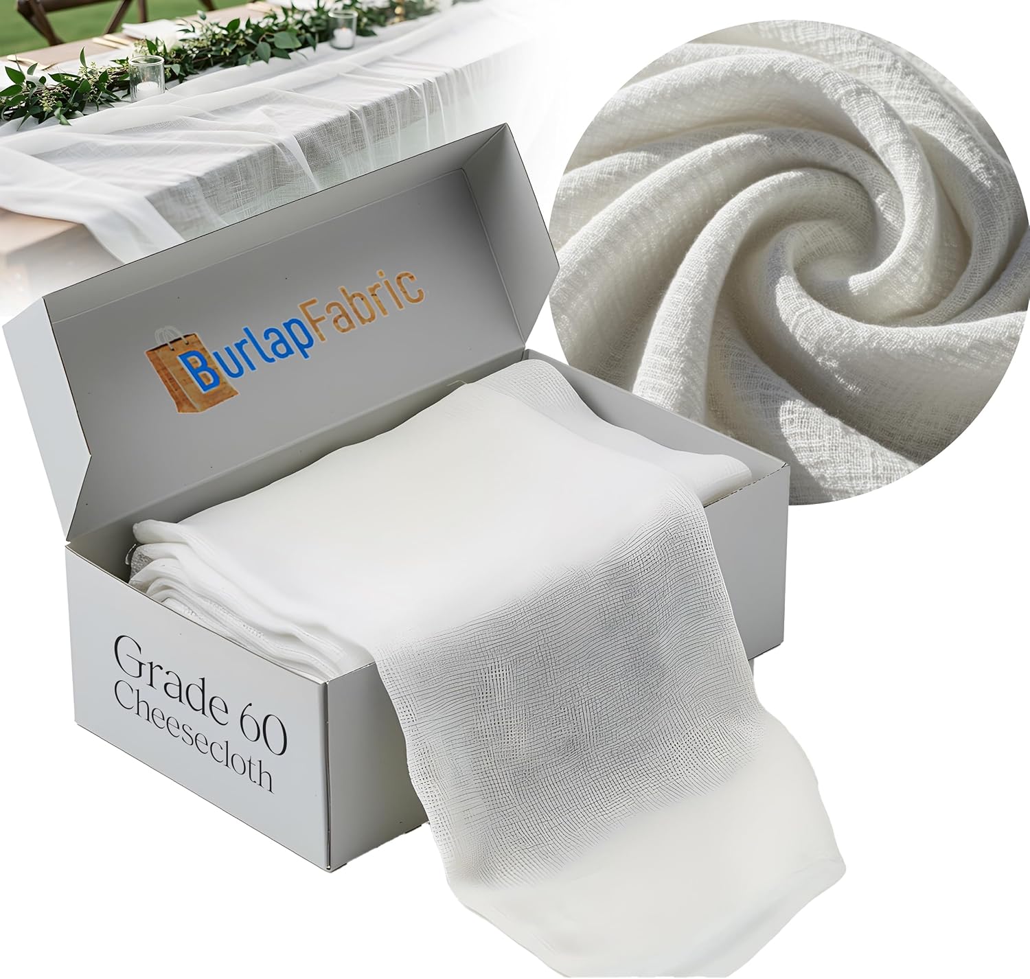 Grade 60 White 100% Cotton Reusable Cheesecloth for Straining, Baking, Crafting & DIY Projects – 32x28 Thread Count, 36" x60 Yards Long