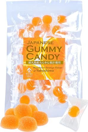 YAMASAN KYOTO UJI Japanese Candy - Mandarin Orange Flavor of Yakushima, Individually Wrapped, No Chemical Seasoning, Gluten and Fat Free Sweets 4.9OZ