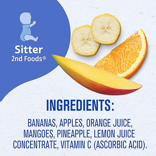 Vista 110 de Gerber 2nd Foods - Alimento para bebés, mezcla de puré de piña y pera, natural y sin OMG, tarros de 4 onzas, 2 paquetes con 8 unidades (16 unidades).