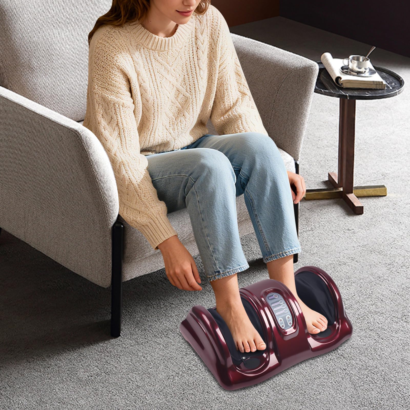 Massaggiatore Piedi Elettrico Massaggiatore Piedi Shiatsu 3 Velocità, Massaggio Rilassante Per Ufficio Anziani Atleti, Con Telecomando 15 Minuti Timer