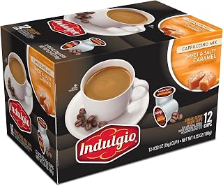 Indulgio Sweet & Salty Caramel Cappuccino K-Cup Pods, 12 Count Keurig Compatible Kosher Single Serve Cups