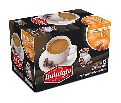 Indulgio Cappuccino, caramelo dulce y salado, taza individual de 12 unidades