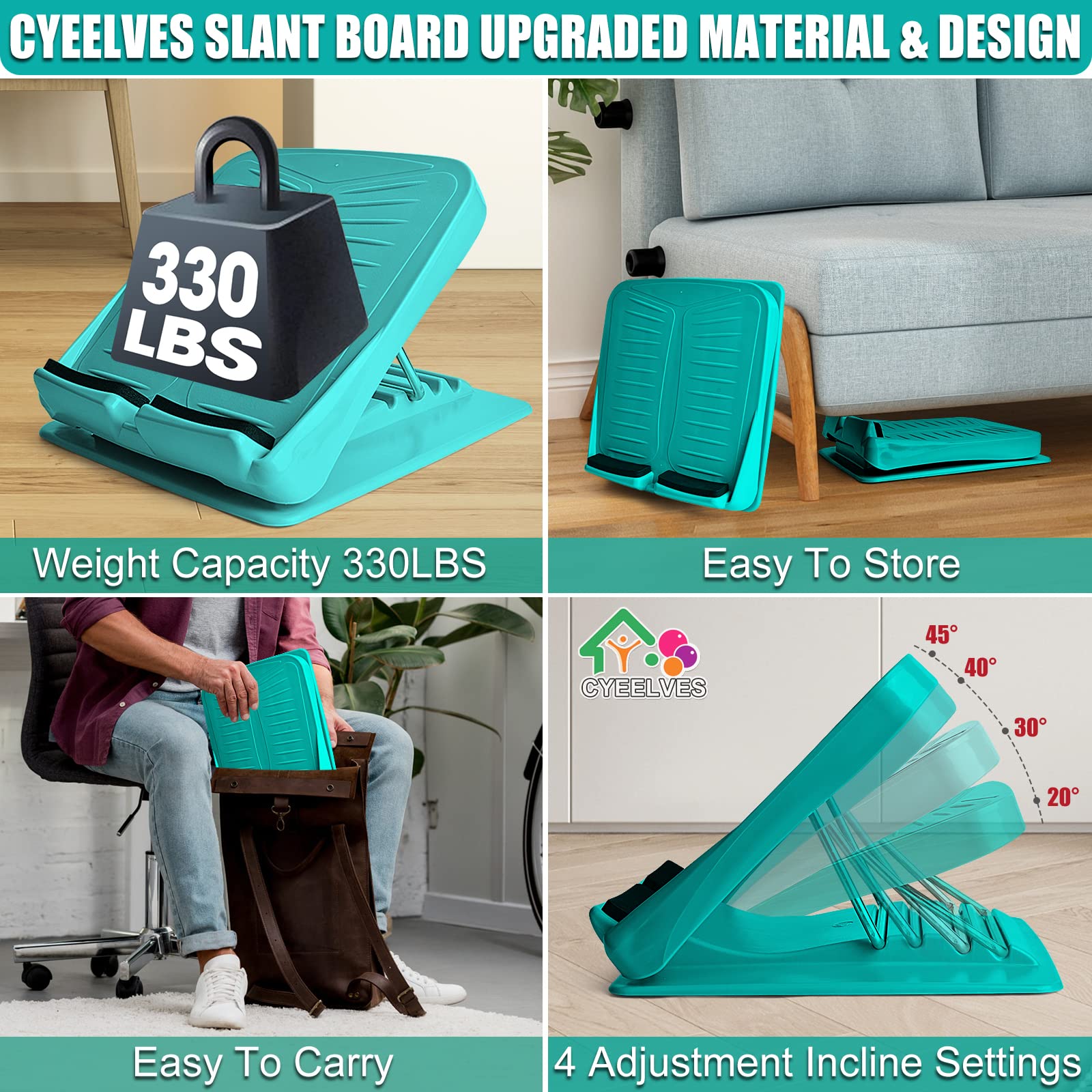 Slant Board Adjustable, Slant Board Calf Stretching, Calf Stretcher for Stretch Tight Calves Plantar Fasciitis Squats Wedge, Ankle Foot Incline Board for Leg Exercise Strength Training Office Footrest