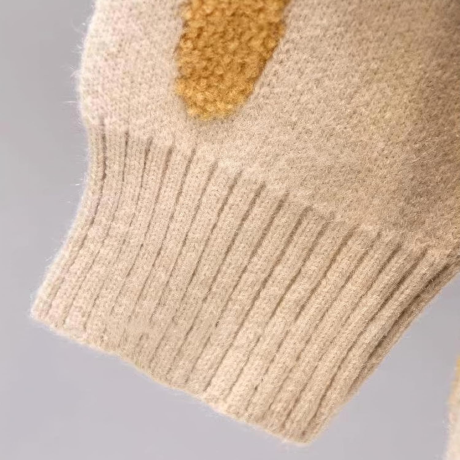 ebossy Women's Cute Alpha Embroidery Cable Knit Cardigans Horn Button Sheep V Neck Slouchy Sweater Coat - Image 6