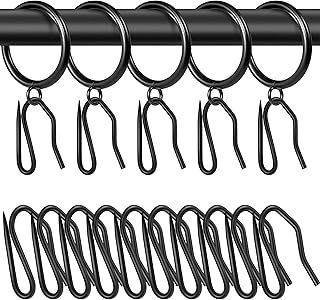 120 Pack Curtain Hooks,1.2 Inch Metal Black Drapery Hooks for Door, Window and Shower Curtain