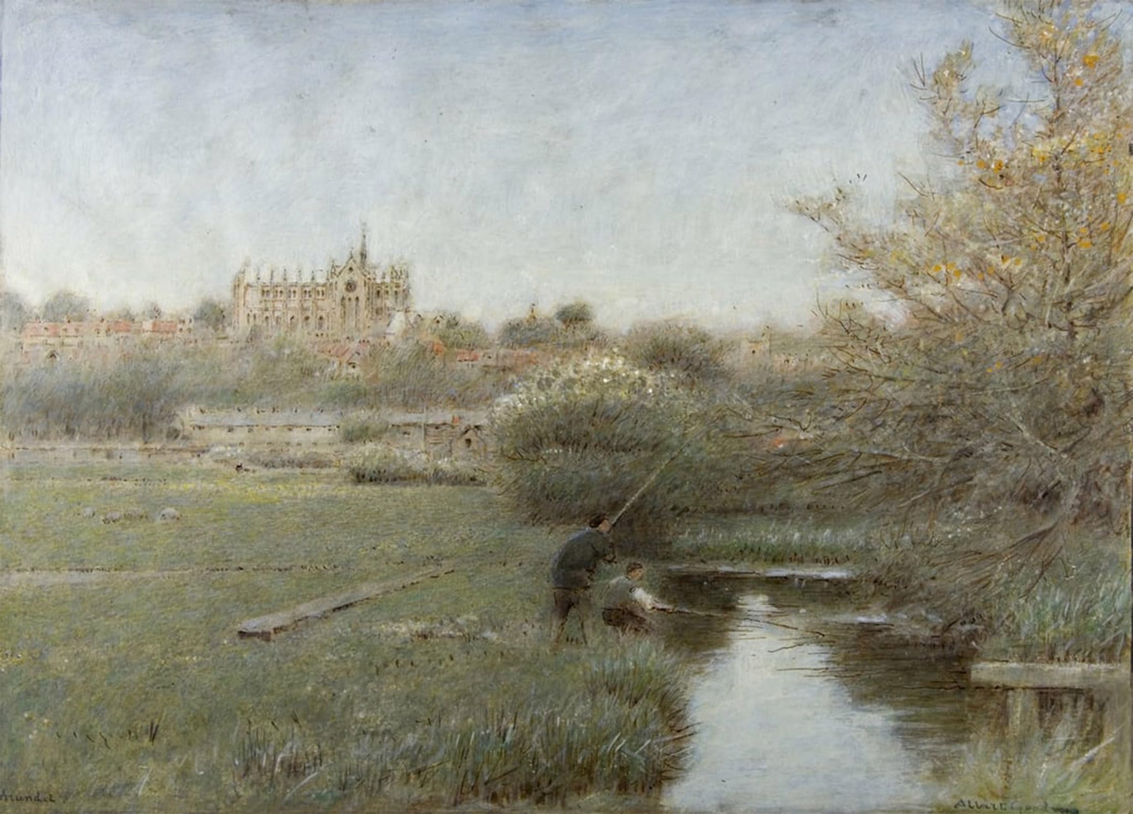 POSTERIIk Vintage Classic Picture Landscape Artwork Arundel by Albert Goodwin Portrait Canvas Painting for Office Home Decor 60x90cm