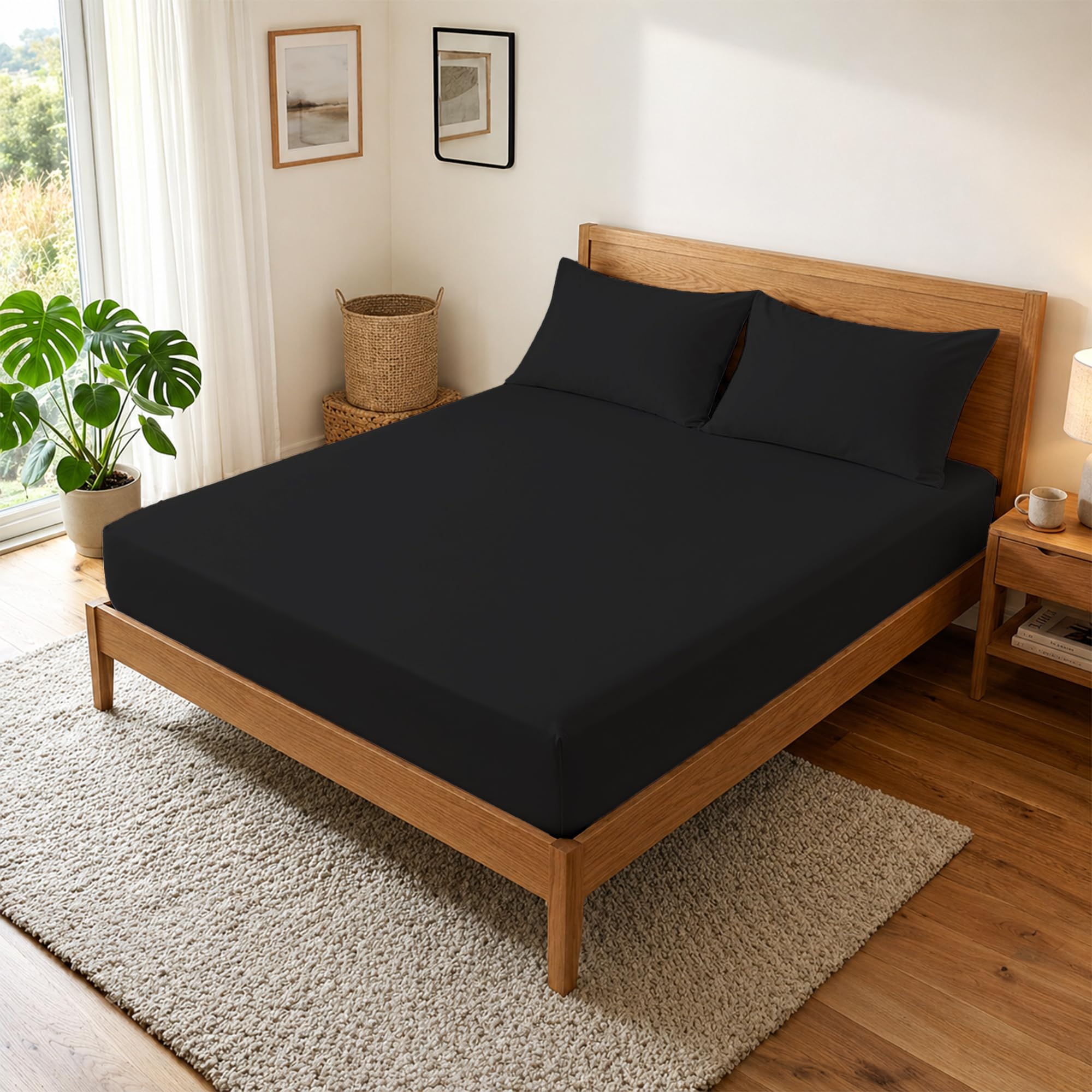 DANYDude 40 cm Deep Small Double Fitted Sheet 100% Egyptian Cotton 400 Thread Counts Bed Sheet With Fully Elastic Corner For Comfortable Bedding โ image 1