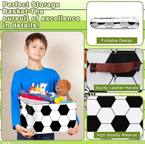 Miniatura 3 de 4 cestas de almacenamiento de pelotas deportivas, cubo de almacenamiento de tela para juguetes, con asas, plegable, para armario, estante de ropa,