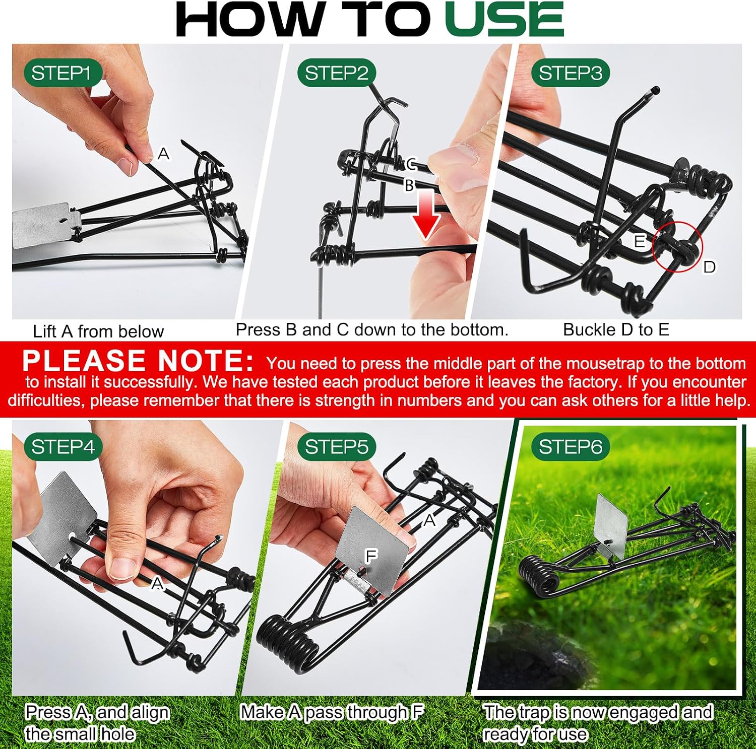 Qualirey 8 Pcs Outdoor Gopher Trap Easy Set Mole Trap Weather Resistant Gopher Killer Vole Killer for Lawn Garden Farm (Black)