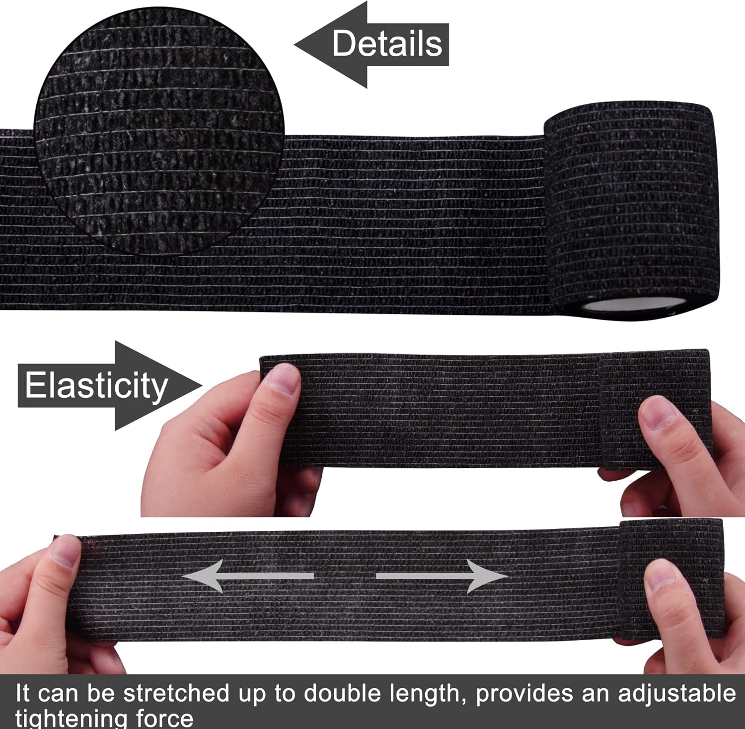BQTQ 144 Rolls Self Adhesive Bandage Wrap 2 Inch Black Self Adherent Wrap Tape Sticky Bandage Athletic Wrap Self Adhesive Wrap for Sports Vet Wrist Ankle Sprains - Image 5