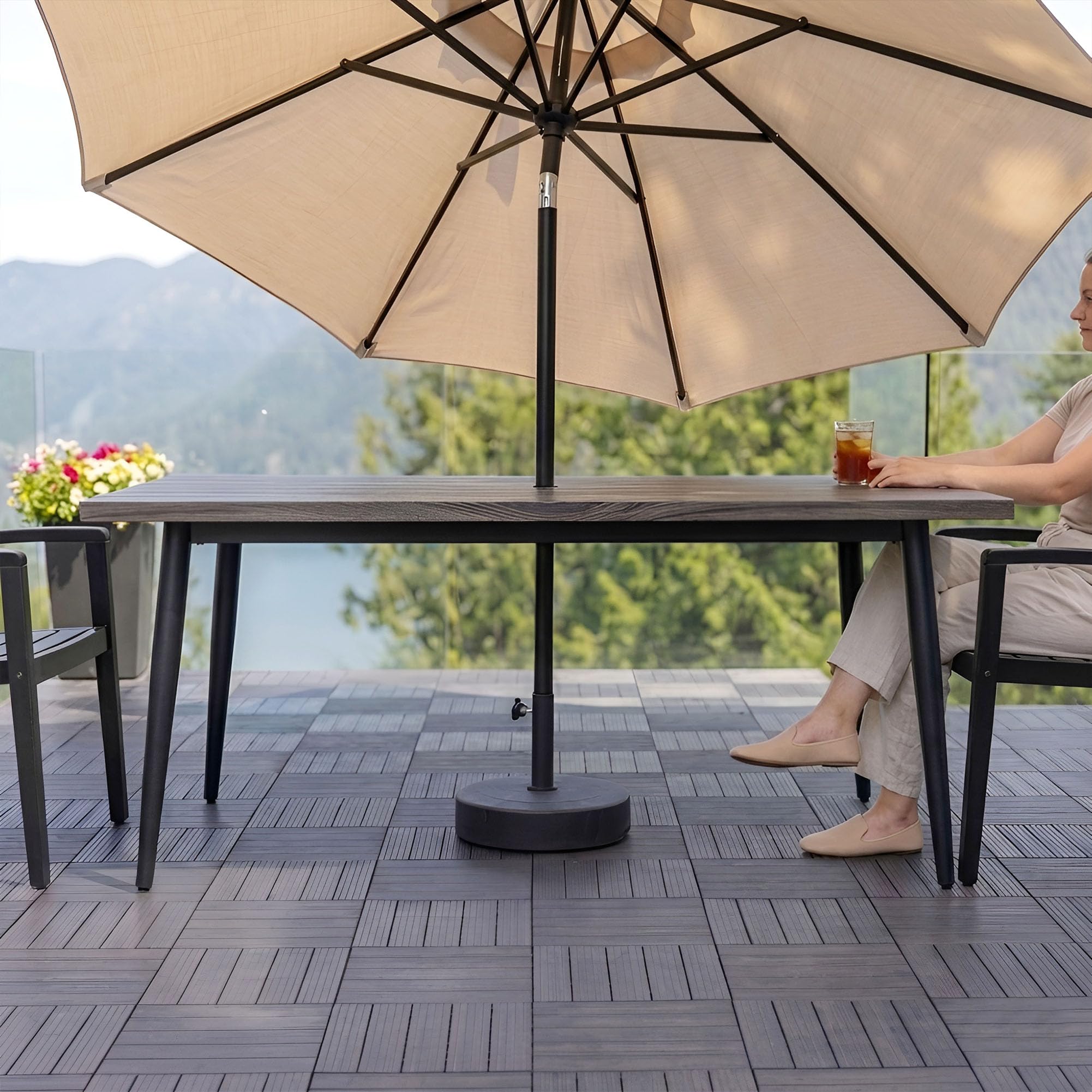 low profile patio umbrella base Tierra Verde 14.75
