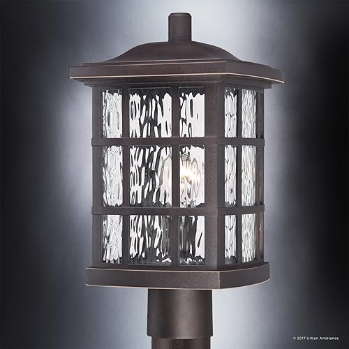 Miniatura 3 de Urban Ambiance Lujo Craftsman - Luz de poste para exteriores, tamaño mediano 16.5 pulgadas de alto x 9.5 pulgadas de ancho, con elementos de estilo