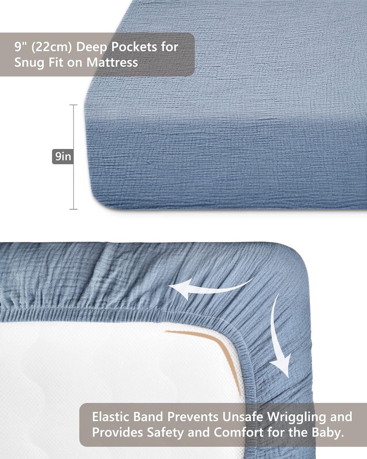 Crib Sheets for Boys Girl & Muslin Swaddle Blanket Set