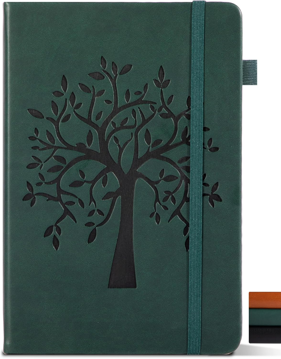 CAGIE Lined Journal Notebook for Men & Women, 320 Numbered Pages,Hardcover Leather Journals for Writing, College Ruled Notebooks for Work, 100 GSM Thick Paper, A5 Medium Size (5.7” x 8.3”) (Green)