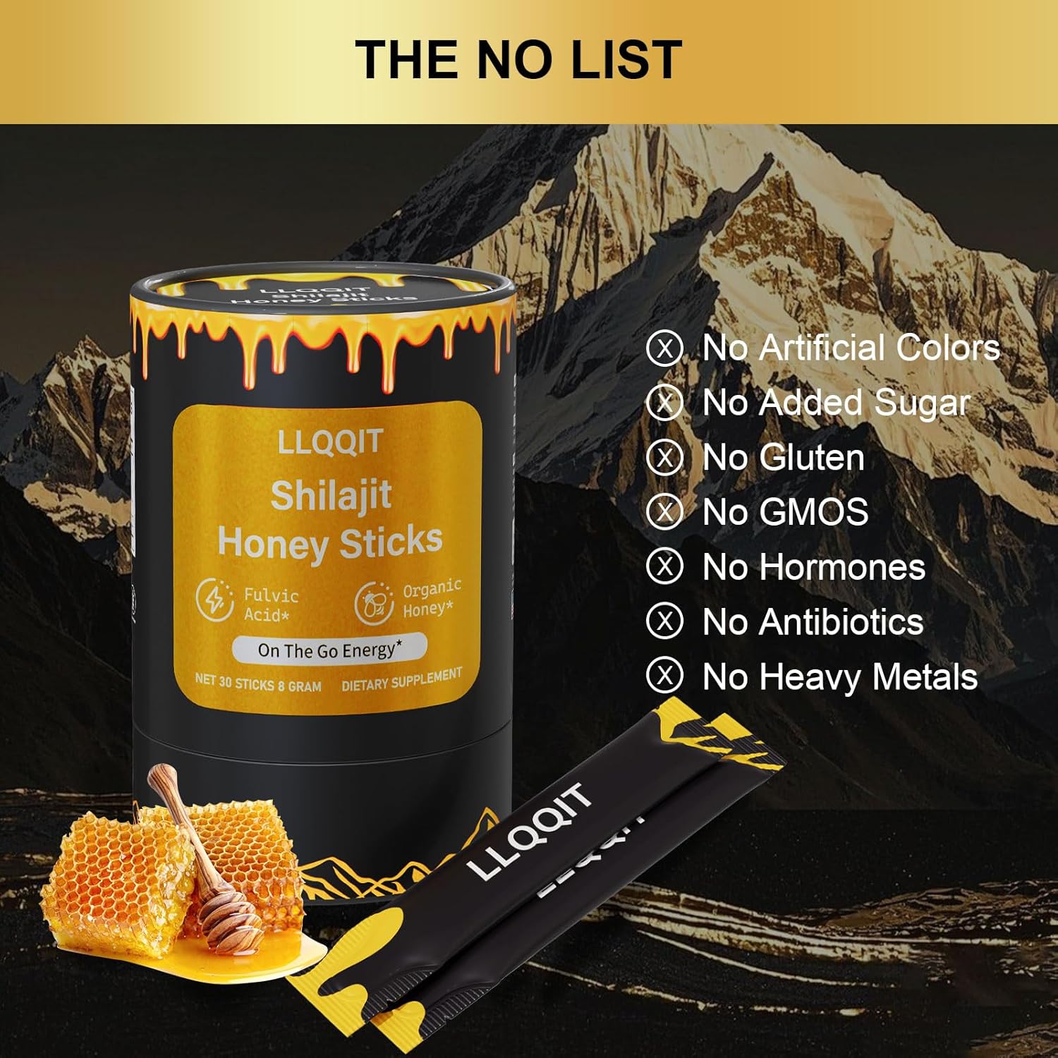 Pure of Himalayan of Shilajit of Honey Sticks with Organic & Saffron, 85+ Trace Minerals, 75%+ Fulvic Acid, 30 Count | Natural Energy & Immunity Booster | Easy Single-Use Packets - Image 4