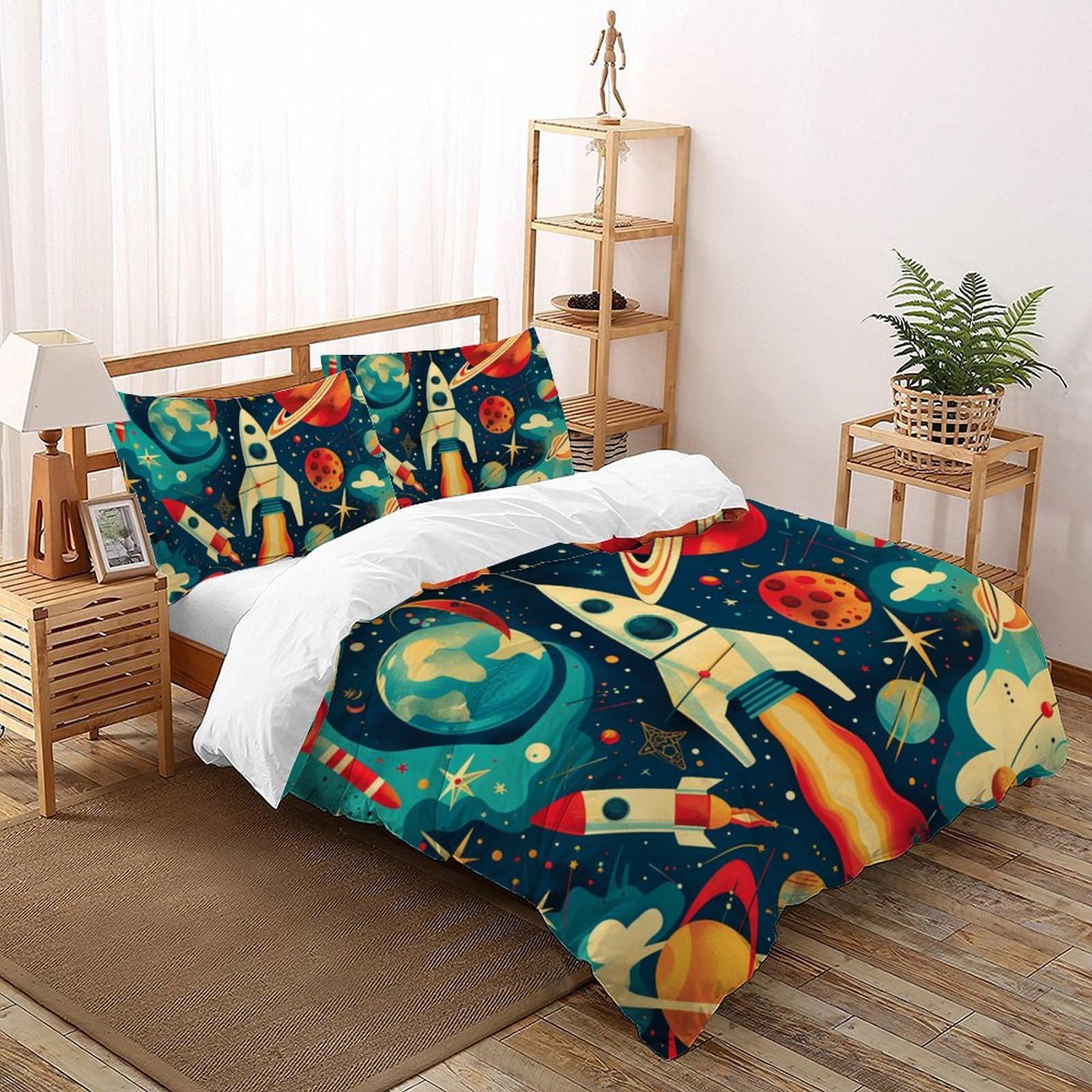 Housse de couette espace zippée finie la couette qui glisse du grand lit