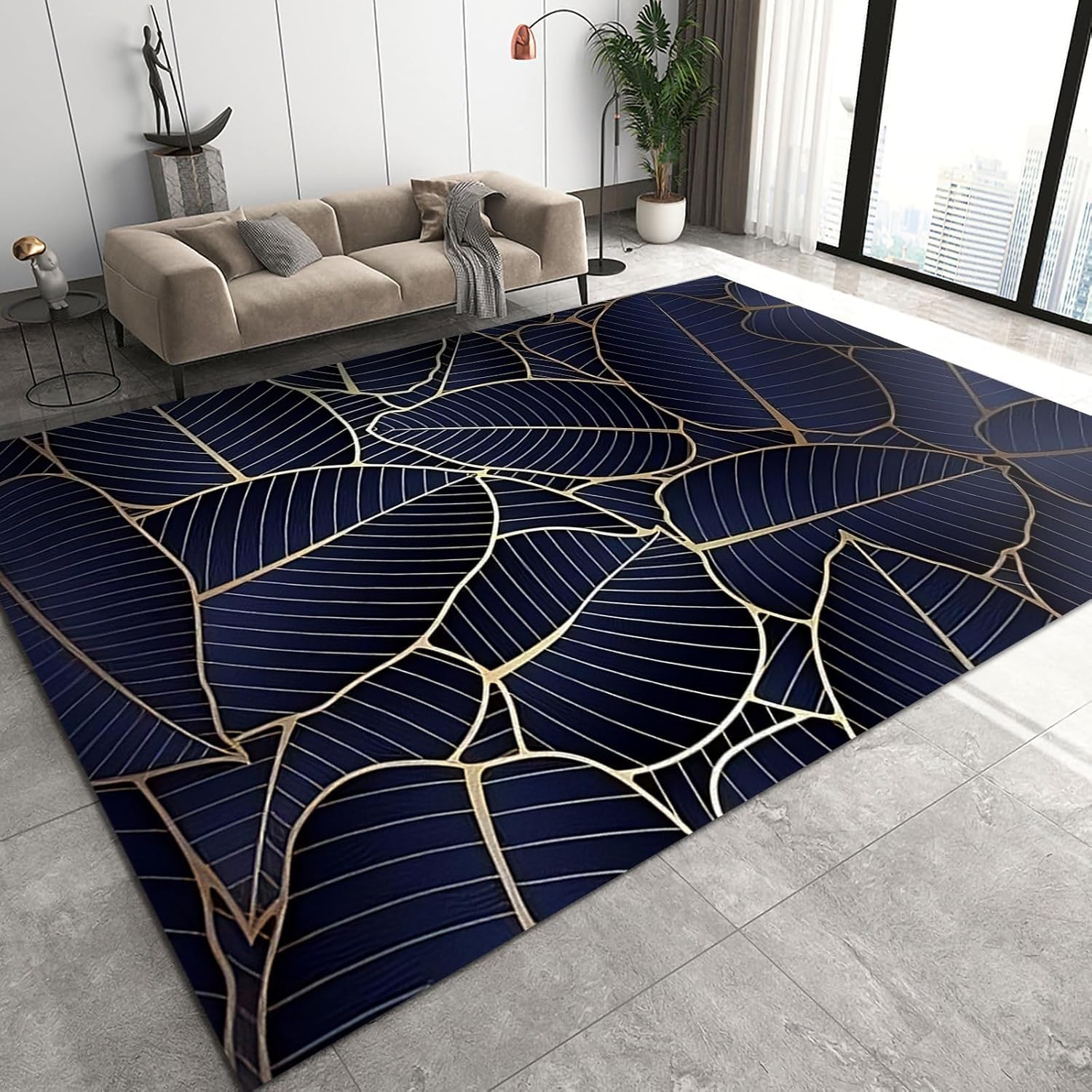 Tapis de salon motif végétal 3D idéal pour créer un coin lecture cosy et chaleureux