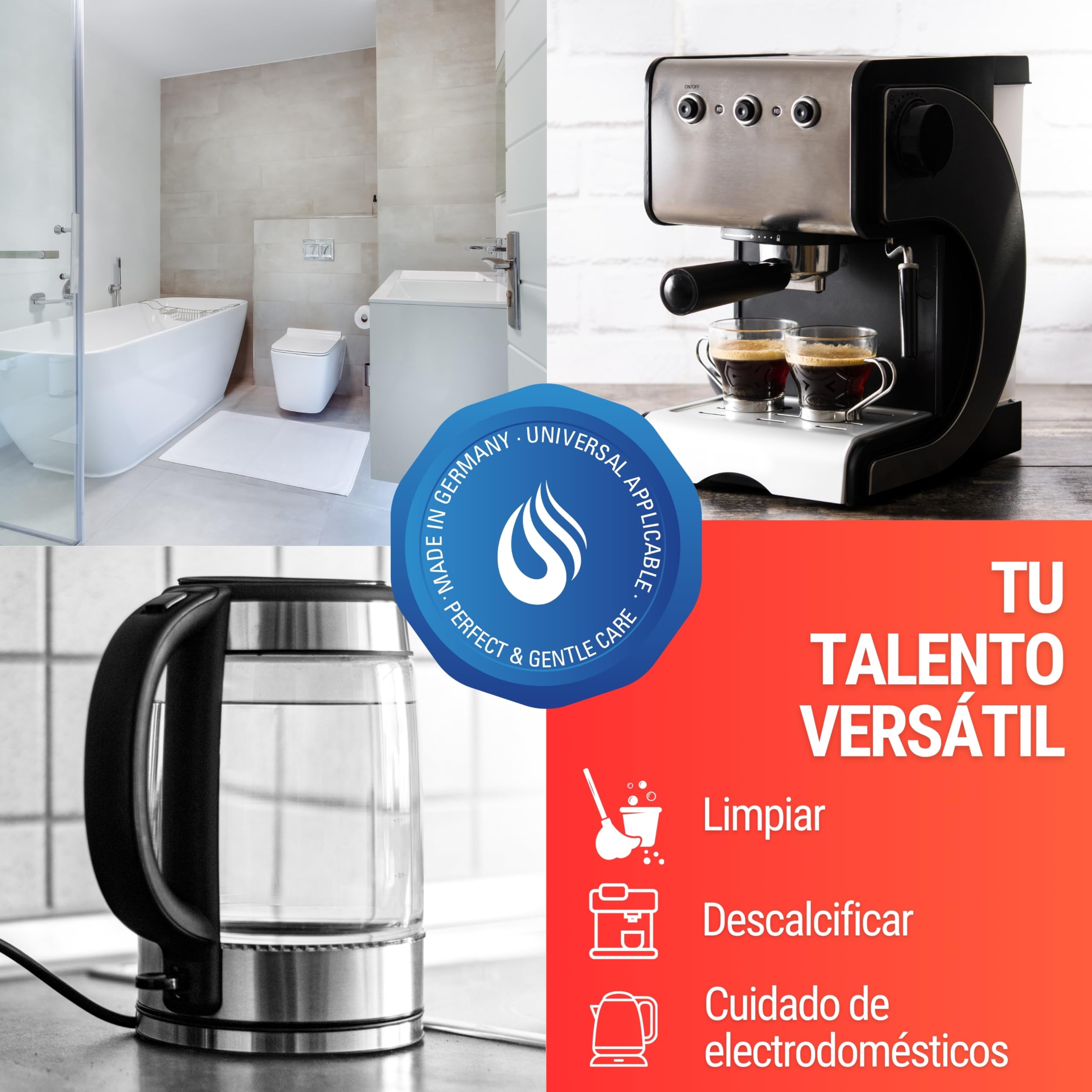 Maxxi Clean | 1x 750 ml Descalcificador Universal para todas las Cafeteras, Hervidores de Agua, otros Electrodomésticos y Baño & Cocina | Apto para todas las Marcas y Modelos | Removedor de Cal