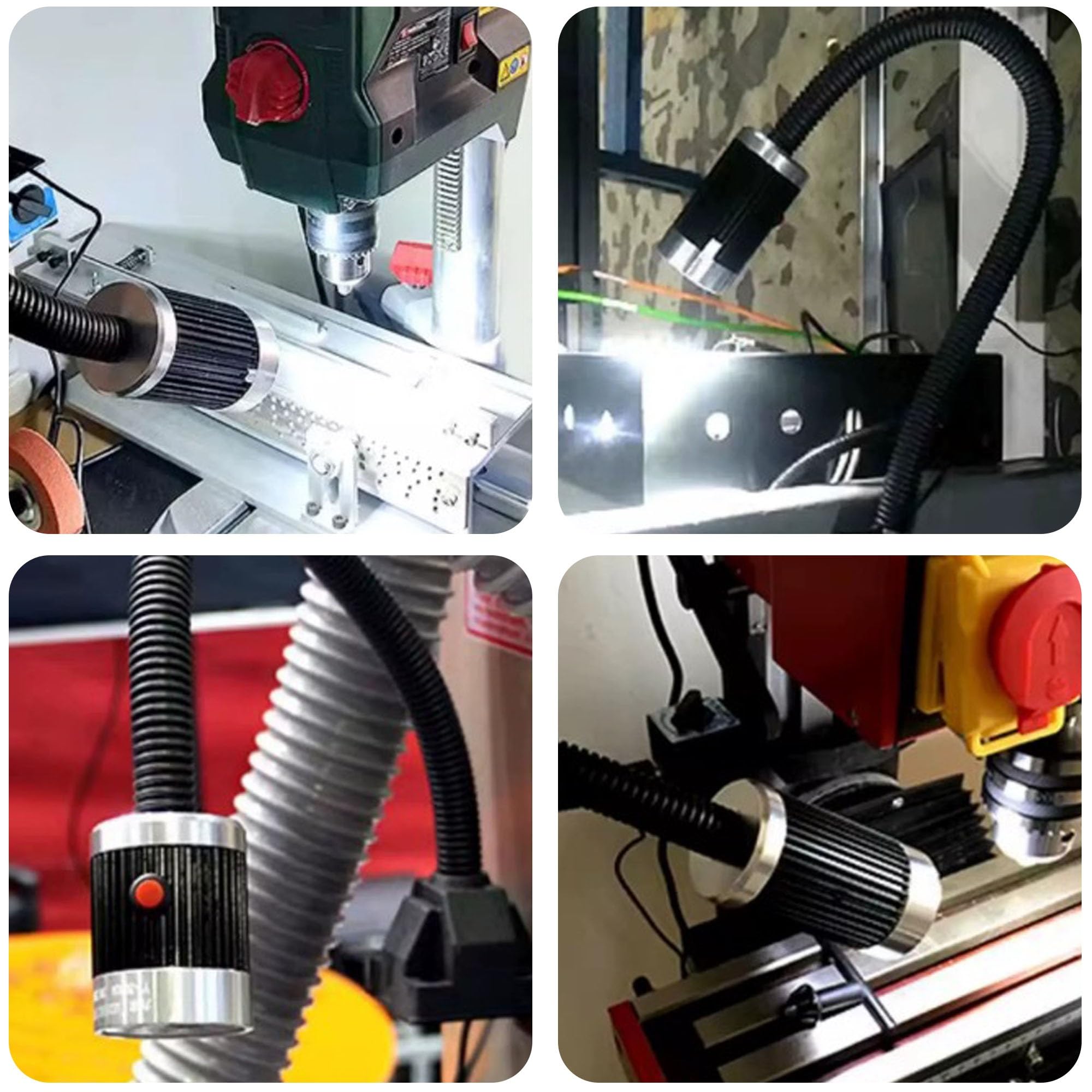 Lampada da Lavoro Industriale a LED, Lampada da Macchina con Collo D'oca Orientabile a 360°, for Trapano a Colonna, Tornio, Officina(24-36V,800mm/31.5in)