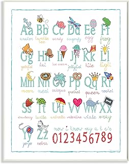 Stupell Home DÃ©cor ABCs 123s Song and Icons Wall Plaque Art, 10 x 0.5 x 15, Proudly Made in USA