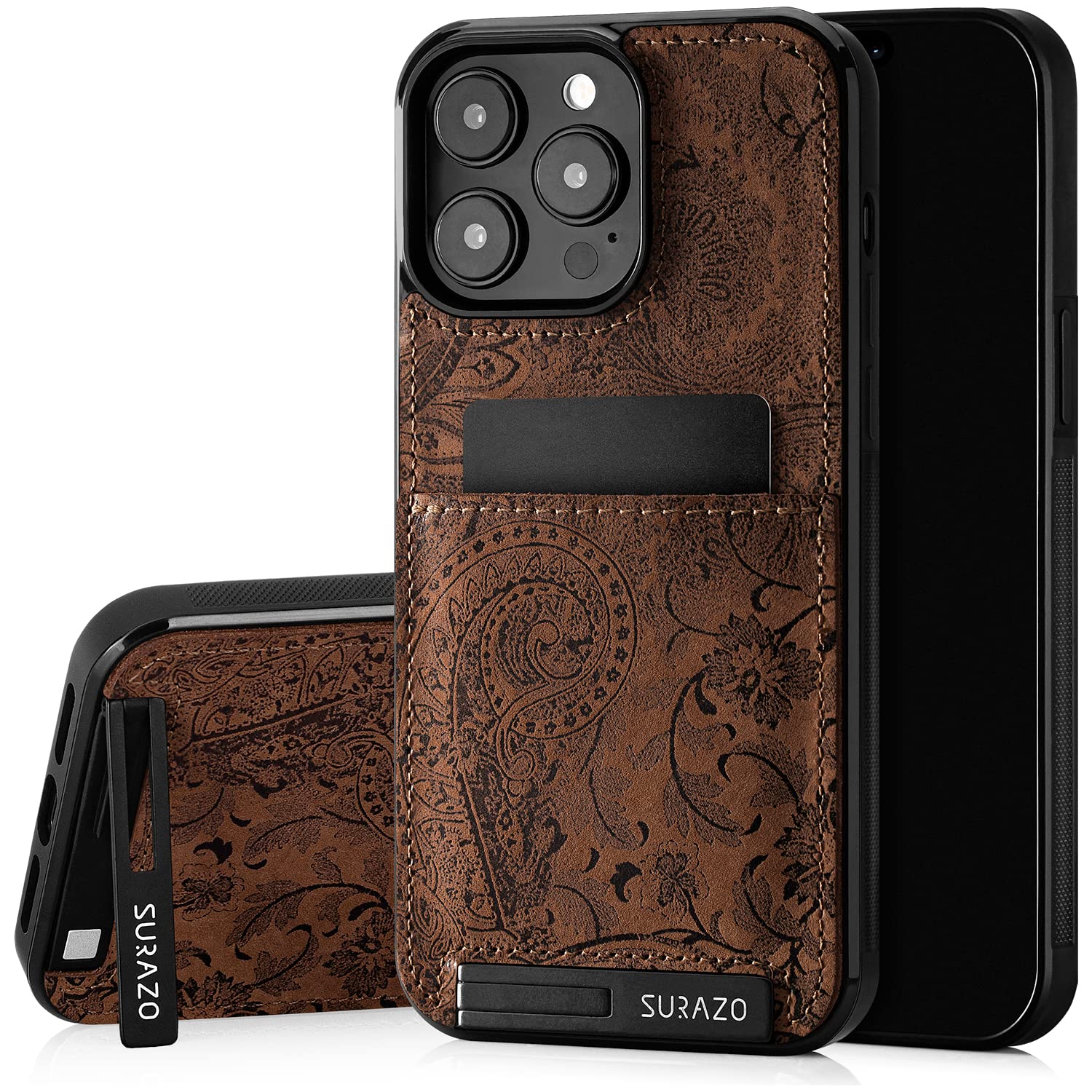 SURAZO Compatible with Apple iPhone 14 Pro Max, Wallet Leather Genuine Premium - Shockproof Slim and Thin Cover with - Card Slot, Kickstand - Vintage Bumper Protective Case