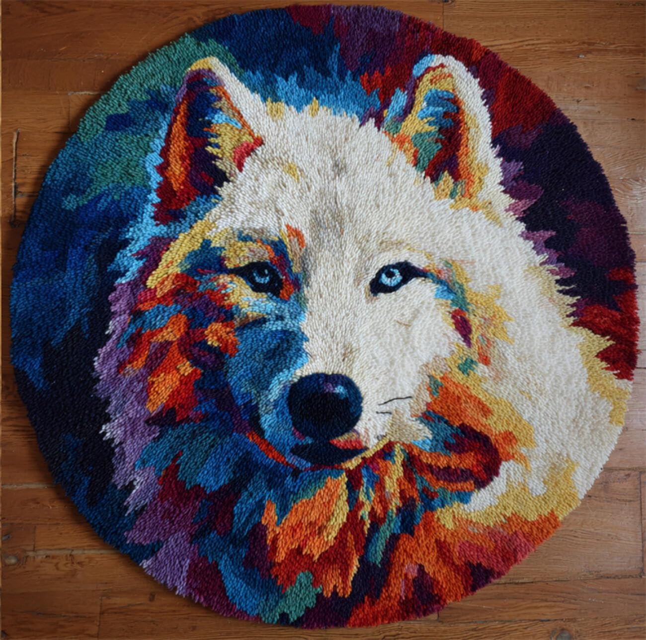 Kitquiver Animal Latch Hook Rug Kits Anime Wolf DIY Rug，Home Carpet Making Canvas Crochet Kits Needlework Crafts,Beginners Adults 50x50cm