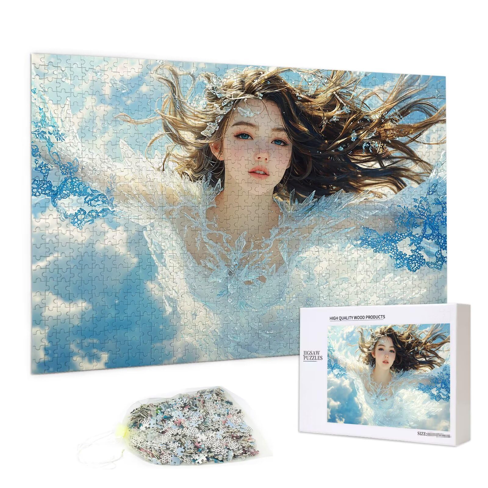 Puzzle 2000 sztuk dla dorosłych, drewniane łamigłówki elfa dla dorosłych, trudne drewniane łamigłówki, rodzinne gry edukacyjne, łamigłówki z pudełkiem na prezent do dekoracji domu, prezent dla kobiet