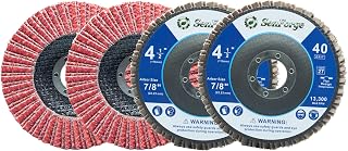 4-1/2" x 7/8" Ceramic Flap Discs, 40 Grit T27 Heavy-Duty Edging Wheel, for Finishing Ferrous Metals, Stainless Steel and Thin Metal Sheets (4 Pack)