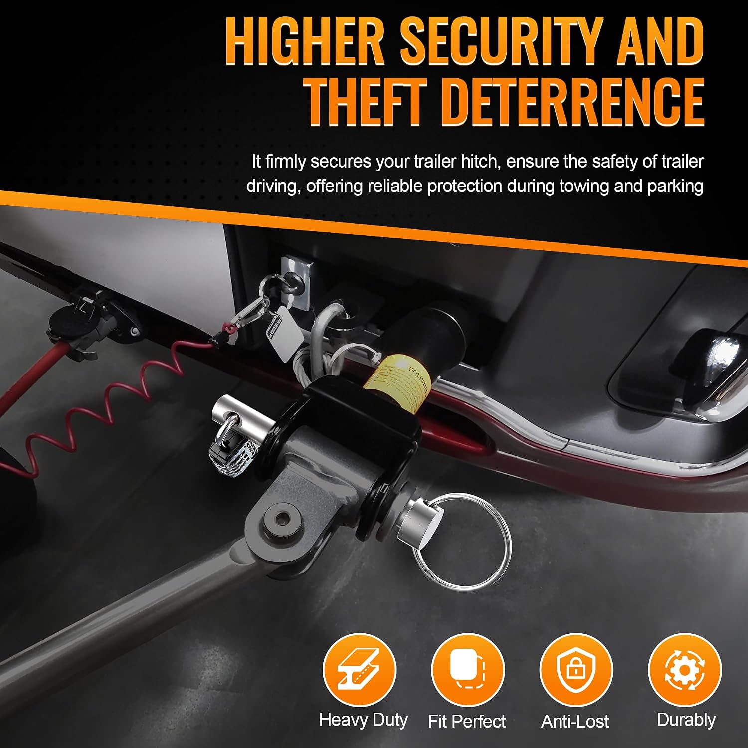 Saillong 2 Pack Tow Bar Retaining Pins with Anti Loss Design Combination Lock, 1/2 Inch Cotter Pins, Anti Theft Trailer Lock Set, Higher Security and Theft Deterrence Compatible with 84-0140