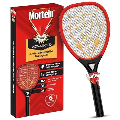 Mortein Advanced Anti-Mosquito Racquet | Mosquito Bat | Electric Fly Swatter | Mosquito Killer Racket | Bat to Hit Mosqu