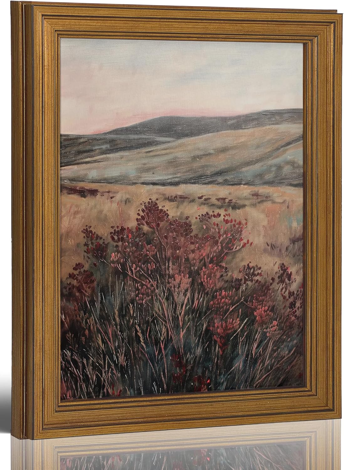 Vintage Gold Frame Landscape Pictures Wall Art Moody Flower Botanical Wall Decor Still Life Nature Floral Posters Prints Artwork for Living Room Bedroom Office