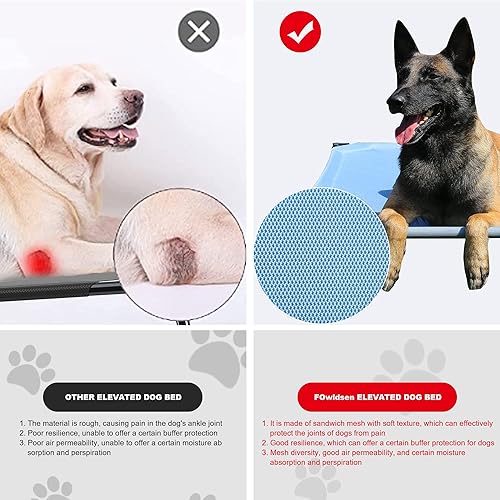 Miniatura 6 de Cama elevada para perros, tela de malla sándwich, grande, azul