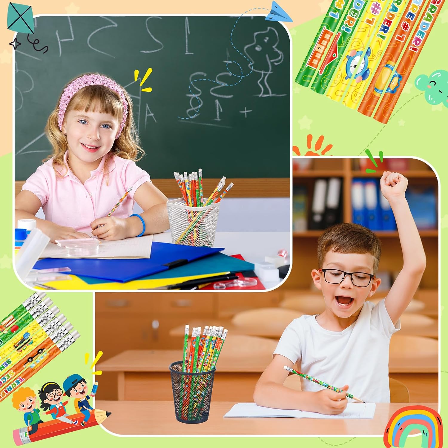 Tenceur 48 Pack Second Grade Pencils with Erasers, Motivational Designs image 4