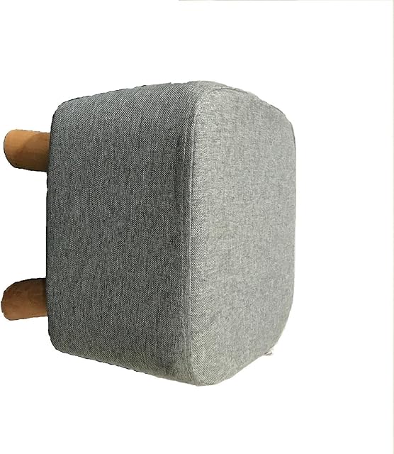 Hampton & Stewart Luxury Wooden Footstool Ottoman Square Pouffe Stool Wooden 4 Legs Padded (Grey)