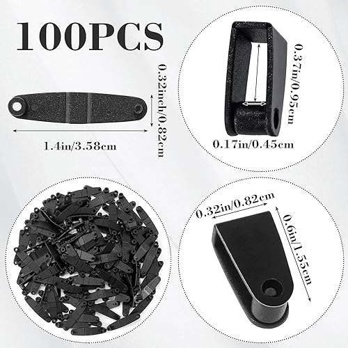 Miniatura 2 de OIIKI 100 clips de plástico para llavero, acrílico negro, pestañas a presión, tarjetero para llaves, anillos, oficina, tarjetas de crédito,