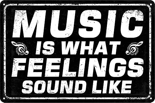 Letreros de metal para decoración de pared con música, estilo retro, retro, musical, arte de pared para cafetería, póster de sala de música, letrero