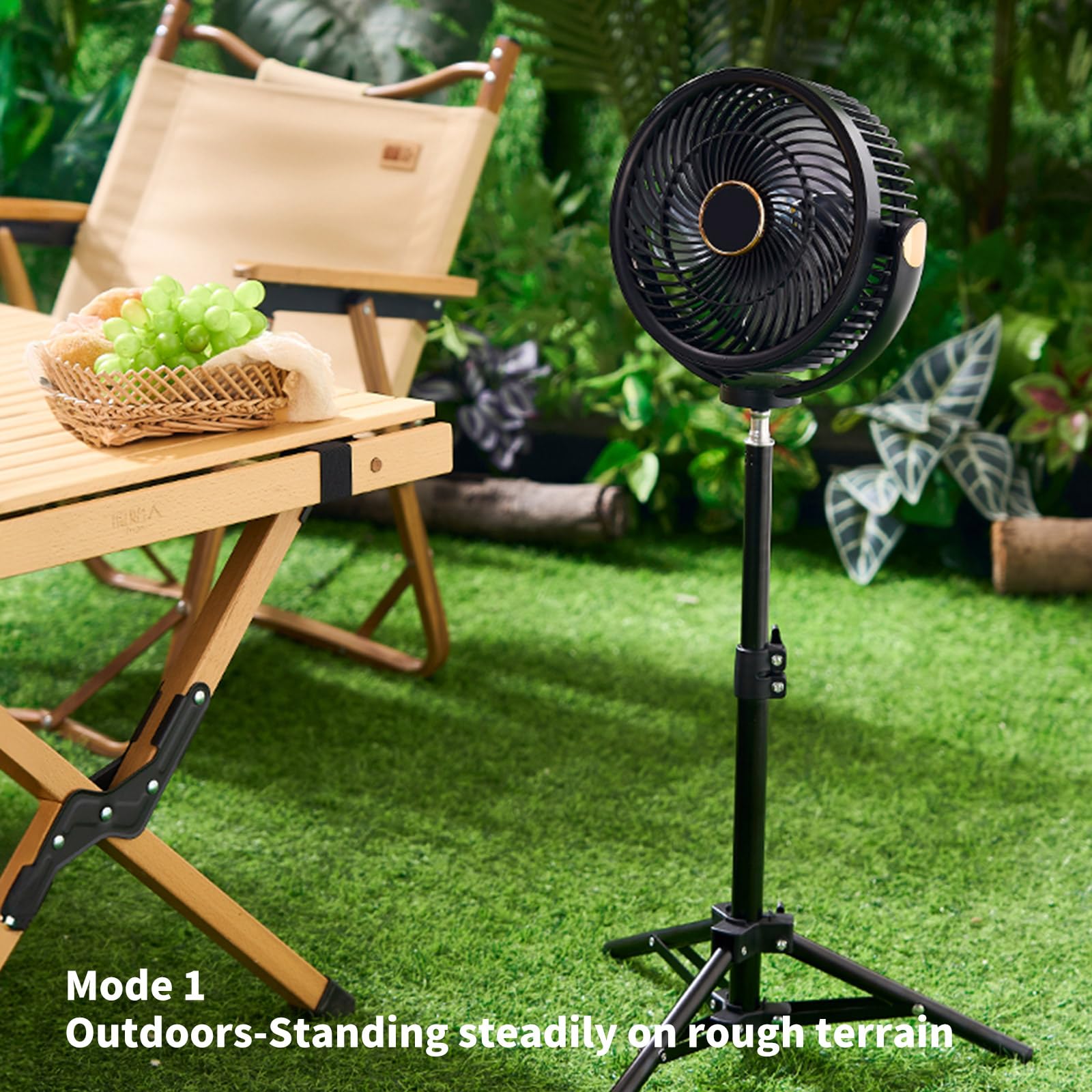 8000mah Ventilatore da tavolo Ricaricabile Portatile 5 Velocità Silenzioso Ventola di Raffreddamento con Luce Notturna LED per Forniture da Campeggio Outdoor