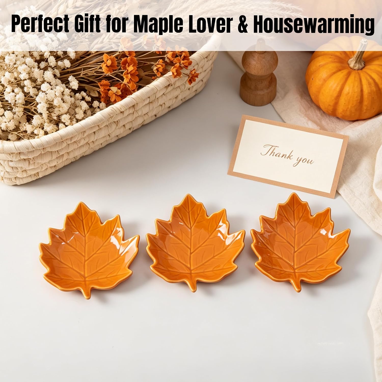 Marple Leaf Coffee Spoon Rest, Orange, Set of 3