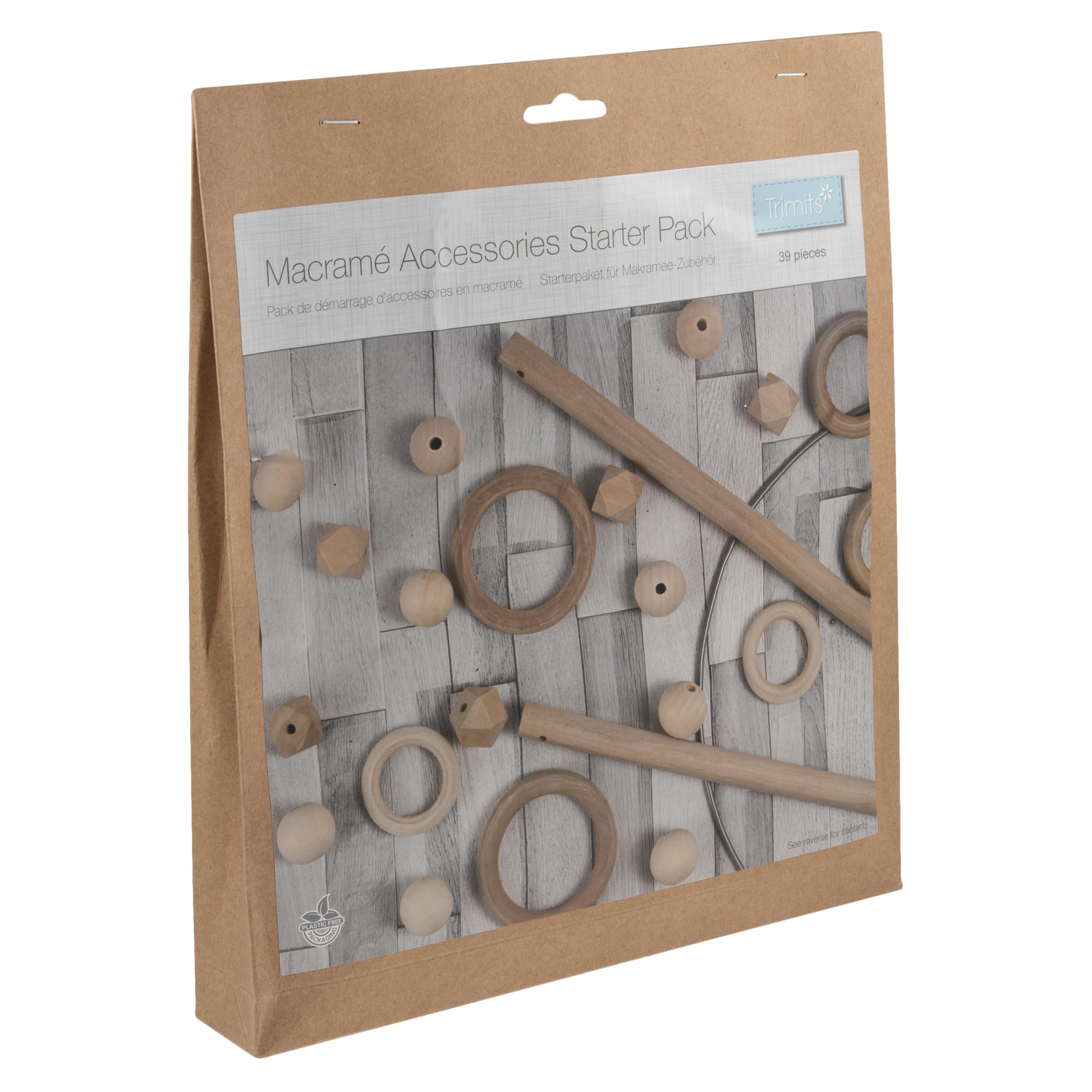 Trimits Macramé Wooden Accessory Starter Kit 39 Pieces 12X30cm